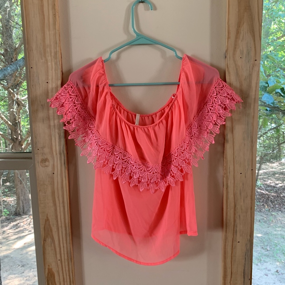 Sheer off the Shoulder Semi Crop Top
